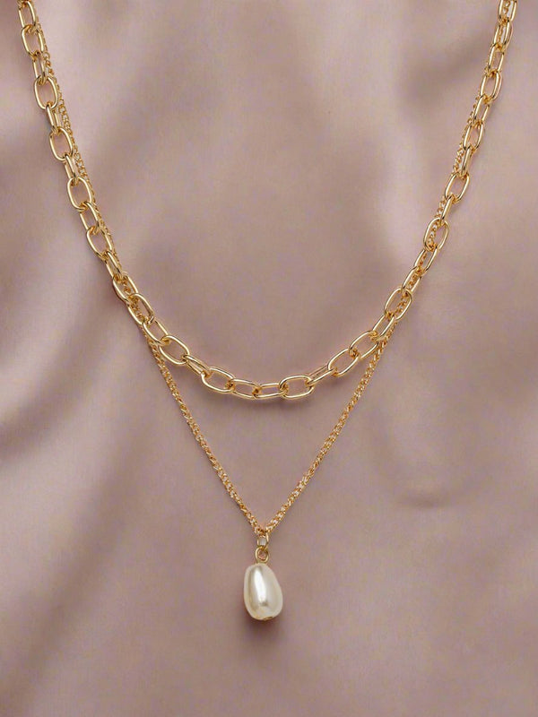 Cultured Pearl Drop Paperclip Chain