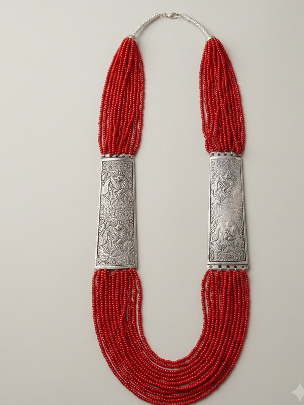 Silver-Plated Tribal Beads Necklace