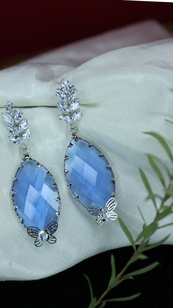 Natural Citrine And White Diamond Earrings