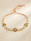 Meraki Gold Plated Diamond Studded Halfmoon and Flower Shaped Mathapatti