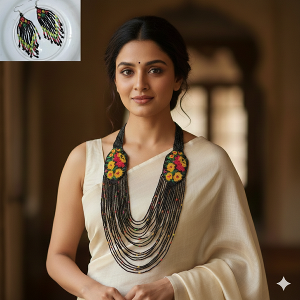 Multicolor Ukrainian Beaded Multi-Layered Necklace Sets