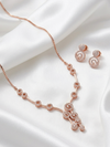 Rose Gold Pearl and CZ Studded Diamond Look Necklace Set