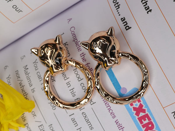 Panther Head Door Knocker Earrings