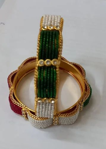 Multicolored Moti 4 Bangles
