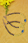 Colorful and Black Beads Silver Anklet