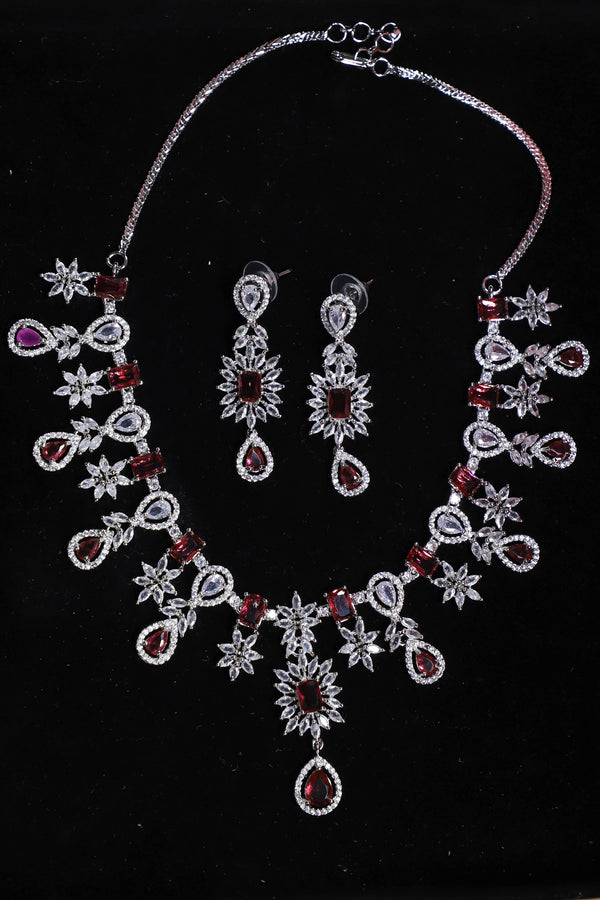 Exclusive Wine Diamond Studded Choker Set