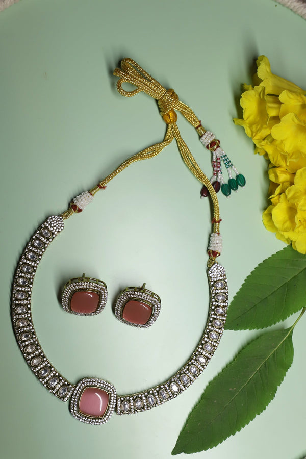 Silver Plated Kundan Polki Choker Set