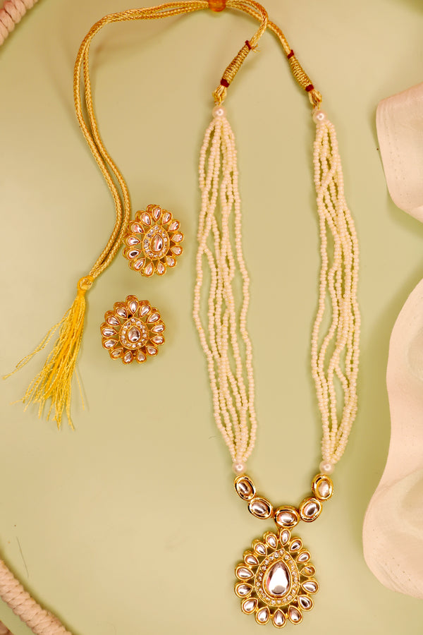 Meraki White Pearl Gold Plated Mala