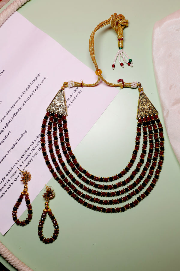 Crystal Multilayered Gold Plated Necklace