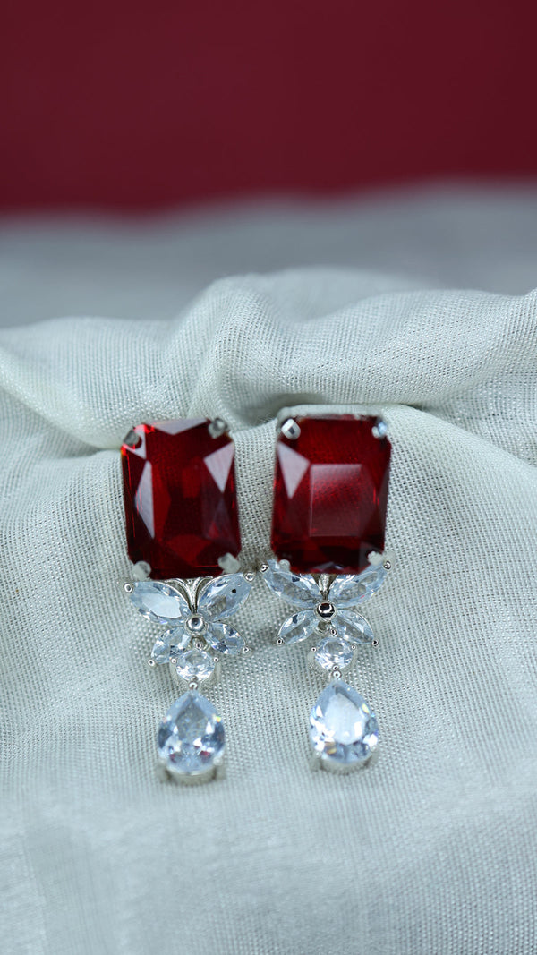 Rectangular Diamond Studded Earrings