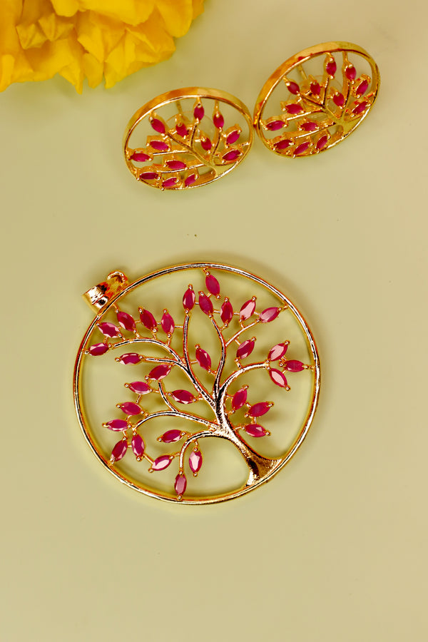 Unique Gold Plated Tree Style Pendant Sets