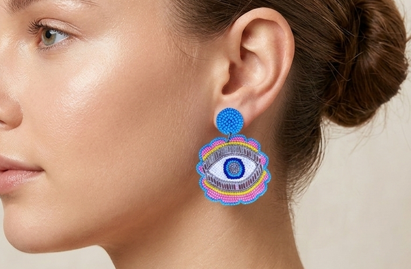 Evil Eye Multicolor Beads Earrings