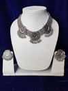 Traditional Design Oxidized Silver Choker Necklace