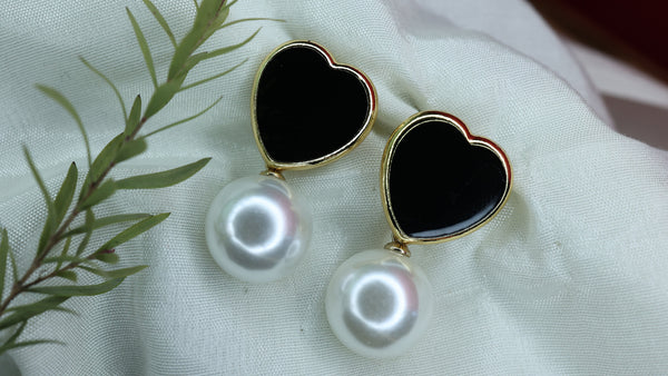 Classic Heart Shape Pearl Drop Earrings