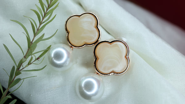 Clover Leaf Pearl Drop Earrings