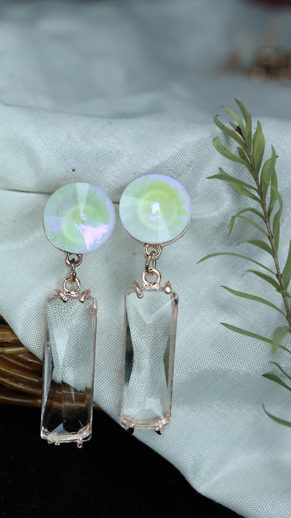 Clear Glass Long Stone Earrings