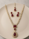 Light Gold Finish Diamond And Stones Kundan Necklace Set