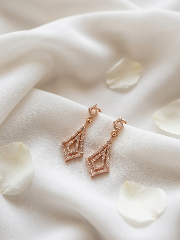 Sparkling Elegant Rose Gold Plated Earrings