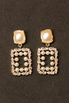 Korean White Pearl Studded Drop Earrings