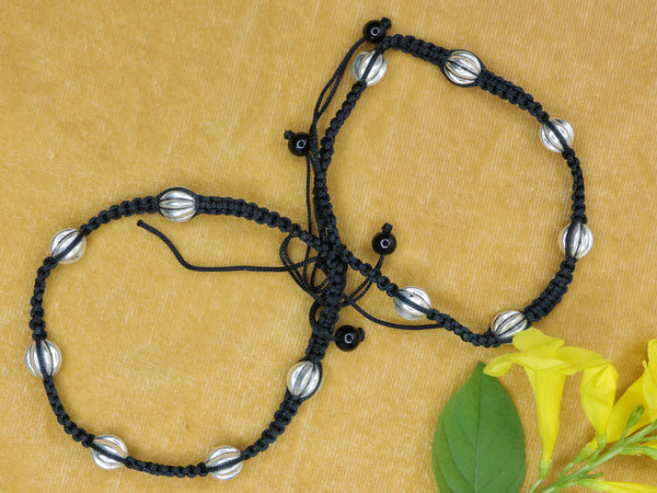 Sterling Silver Moti Adjustable Anklets