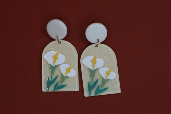 Drop Dangle Flower Print Earrings