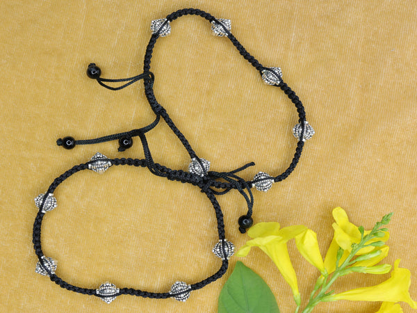 Silver Beaded Braid Anklet