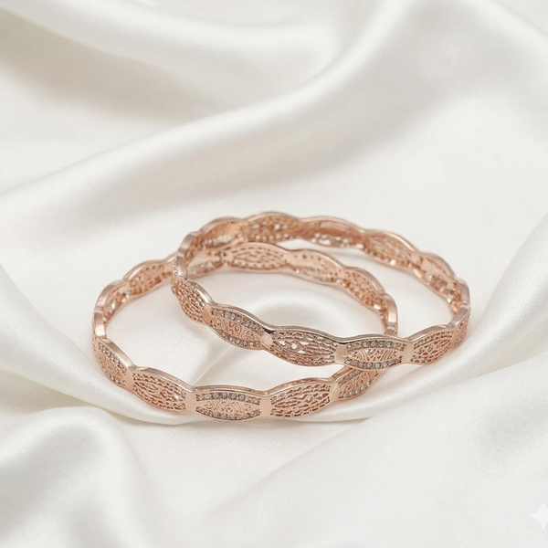 Rose Gold Plated Zircon Bangles Sets