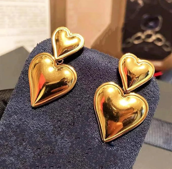 Dual Heart Shaped Statement Earrings