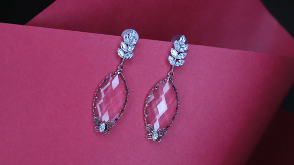 Natural Citrine And White Diamond Earrings