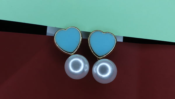 Classic Heart Shape Pearl Drop Earrings