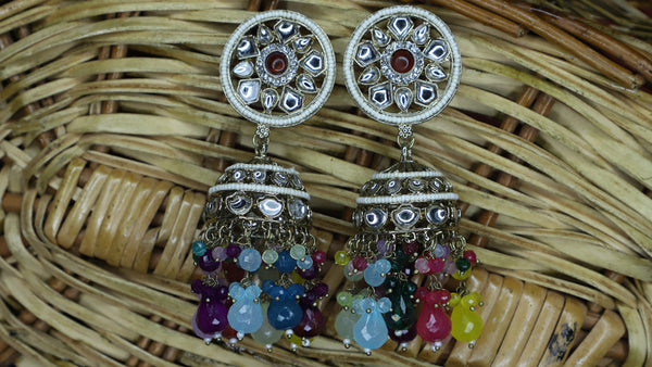 Multicolor Kundan Long Jhumka