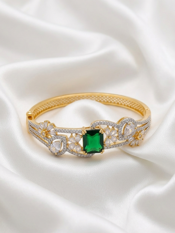 Natural Emerald American Diamond Bangle