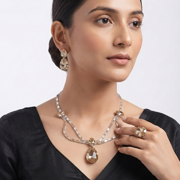 White Cubic Zirconia Stones American Diamond Set