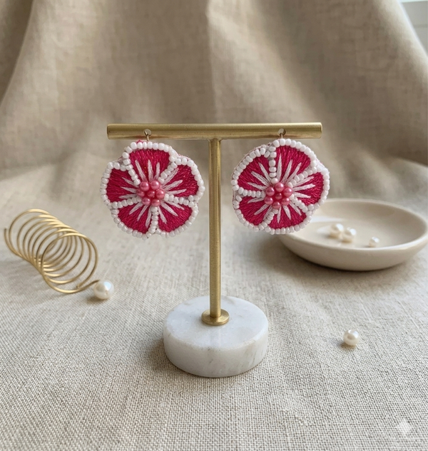 Flower Design Beaded Earrings