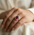 Sterling Wine Stone Diamond Ring