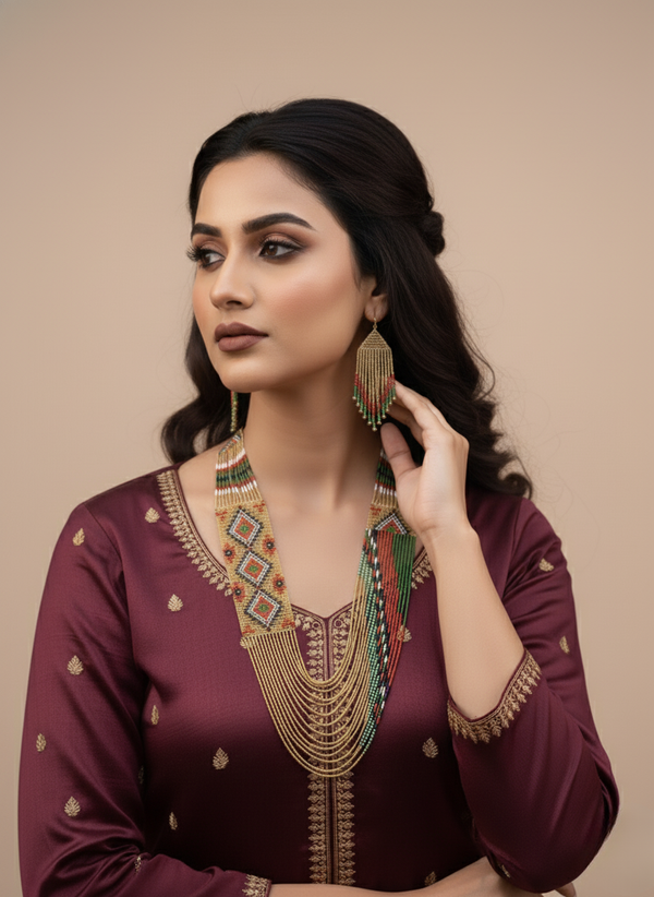 Multicolor Golden Ukranian Beads