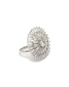 Silver Plated Cocktail Elegant Floral Design Ring