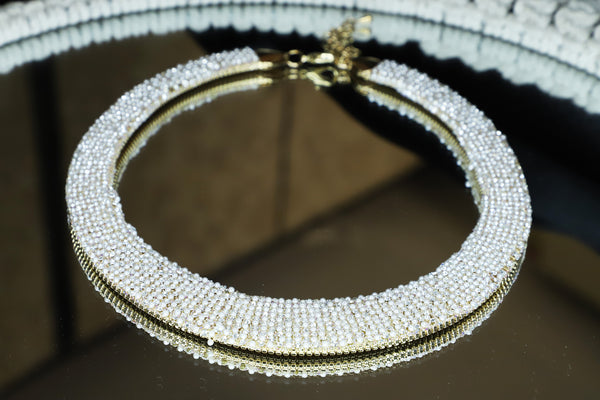 Gold-Toned handcrafted Rhinestone Statement Necklace