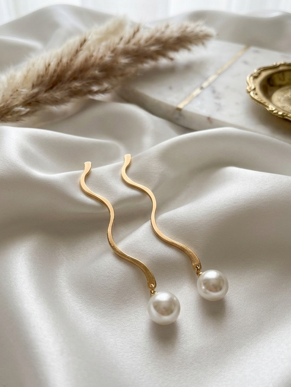 Long Pearl Drop Western Earrings
