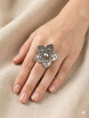 Oxidized Silver Look Alike Flower Design Ring