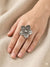 Oxidized Silver Look Alike Flower Design Ring