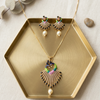 Pearl Drop Multicolor Peacock Design Pendant Set