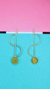 Golden And White Partywear Delicate Brass Earrings