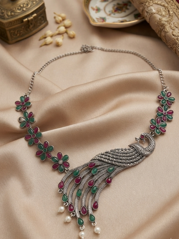 Graceful Peacock Design Necklace
