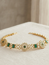 Meraki Gold Plated Green Stone Studded Kundan Mathapatti