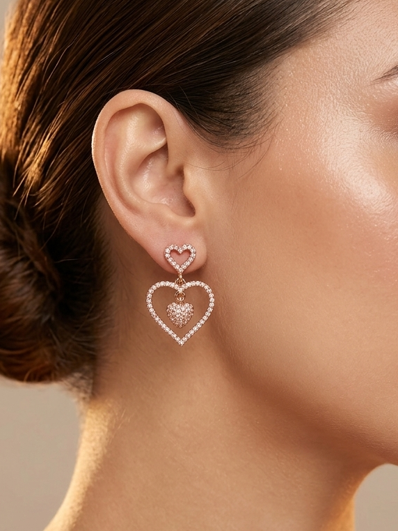 Rose Gold Plated Heart Shape Earring