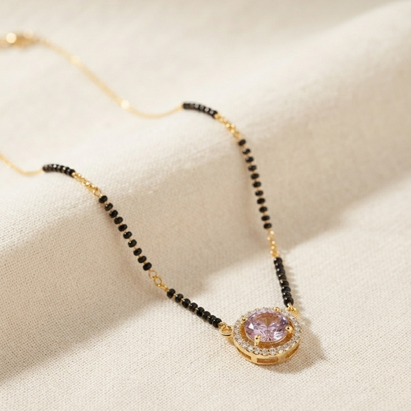 Round Gold- Plated Solitaire Mangalsutra