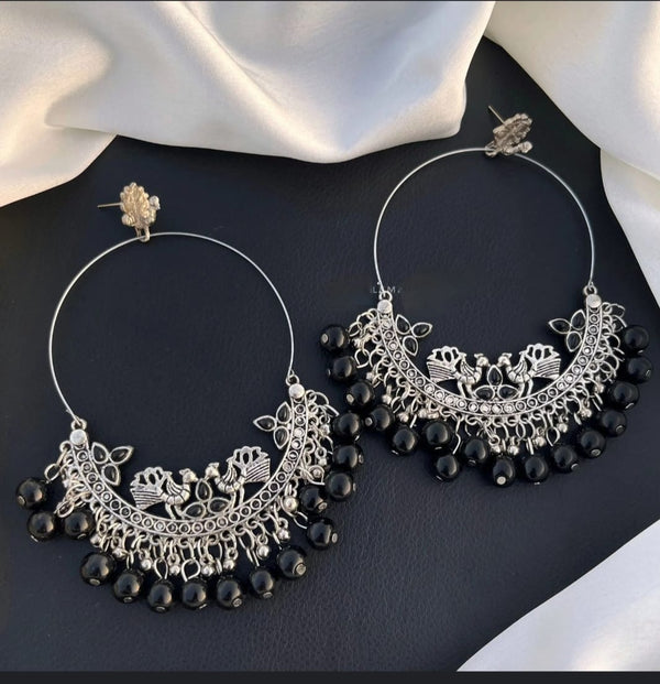 Oxidized Jhumka With Pearl Chandbali