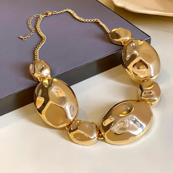 Geometric Gold Bold Statement Necklace