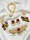 Meraki AD Stone Kundan Choker Set with Beads &Pearls